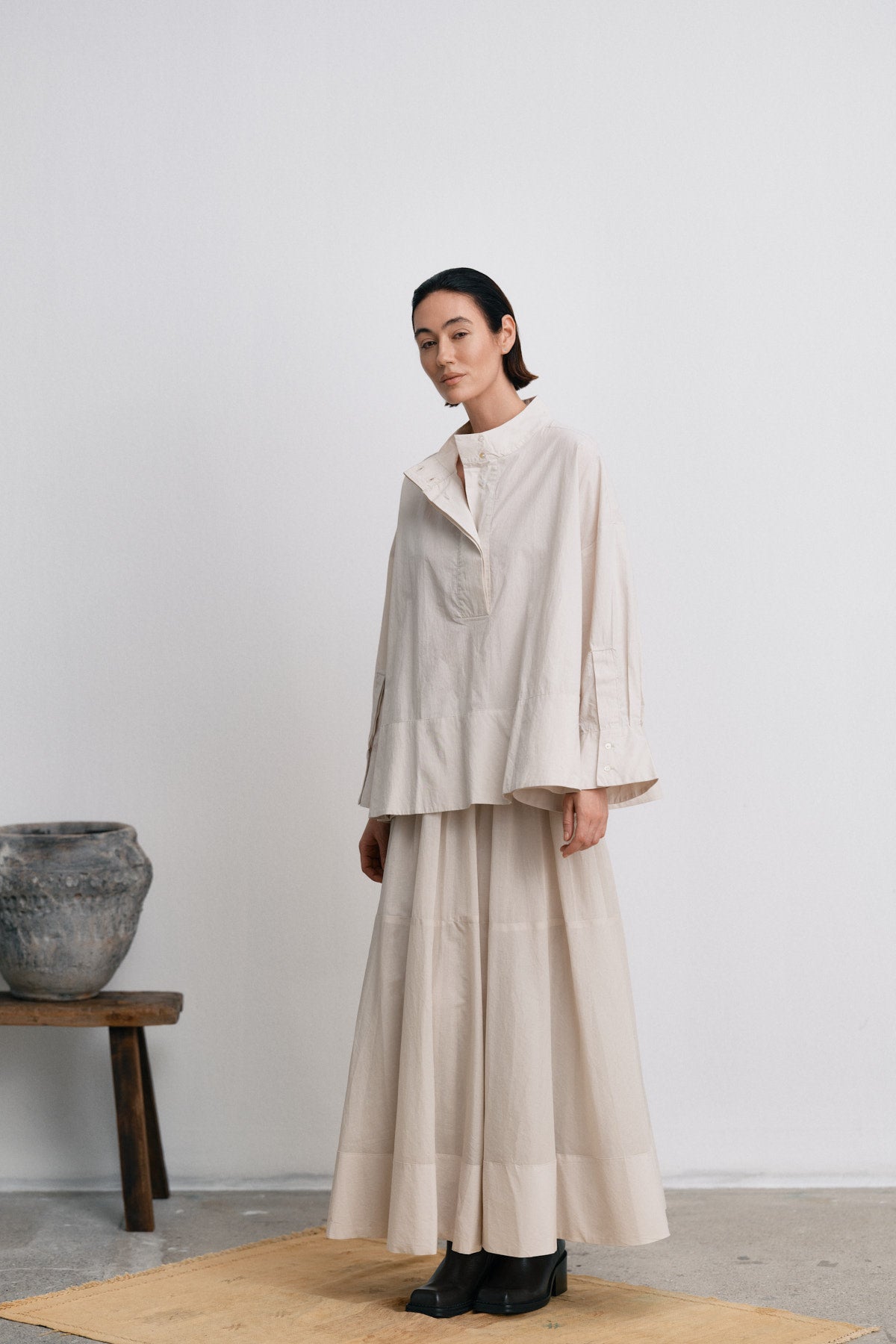 Dema - Poplin full layered skirt I Clay 7 - Rabens Saloner - DK
