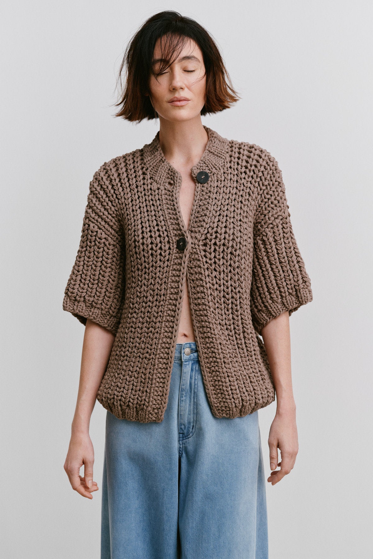 Alice - Rope knit cardigan I Blush