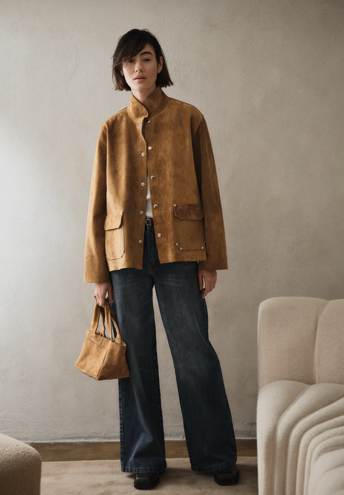 Thelma - Heavy suede jacket I Whiskey 9 - Rabens Saloner - DK