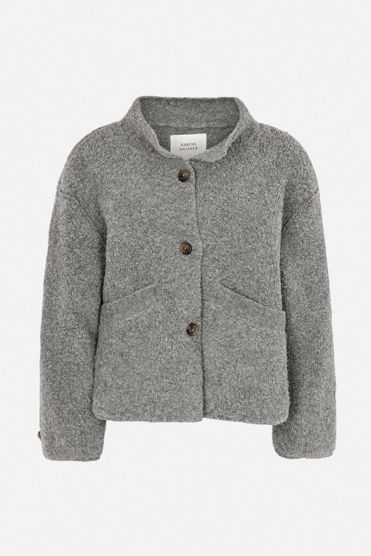Emel - Sheep knit reverse jacket I Grey melange 3 - Rabens Saloner - DK