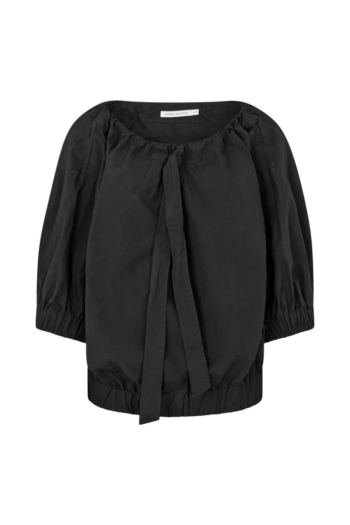 Ingefred - Poplin gathered top I Black 4 - Rabens Saloner - DK