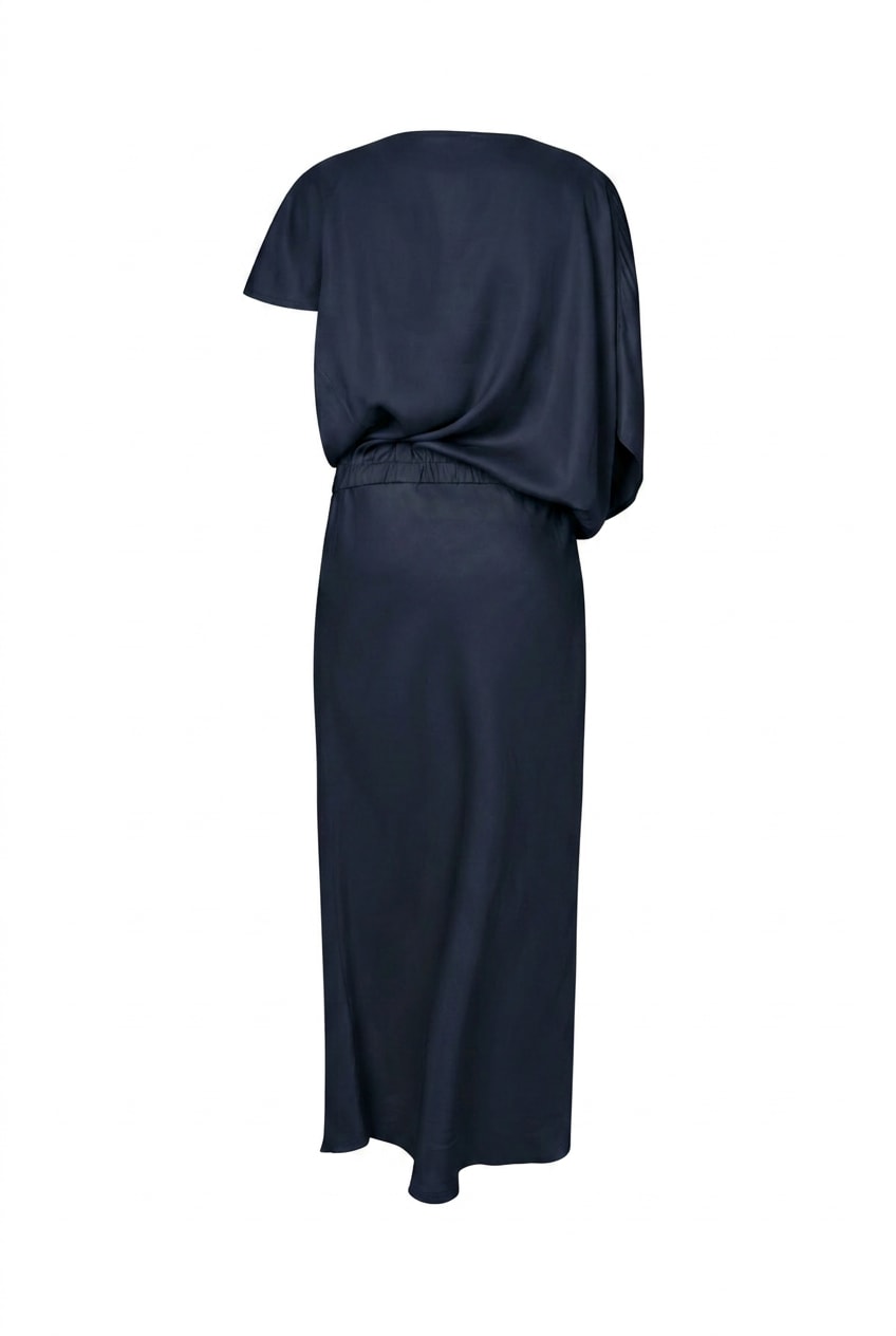 Mila - Ripple drape dress I Dark Blue 5 - Rabens Saloner - DK