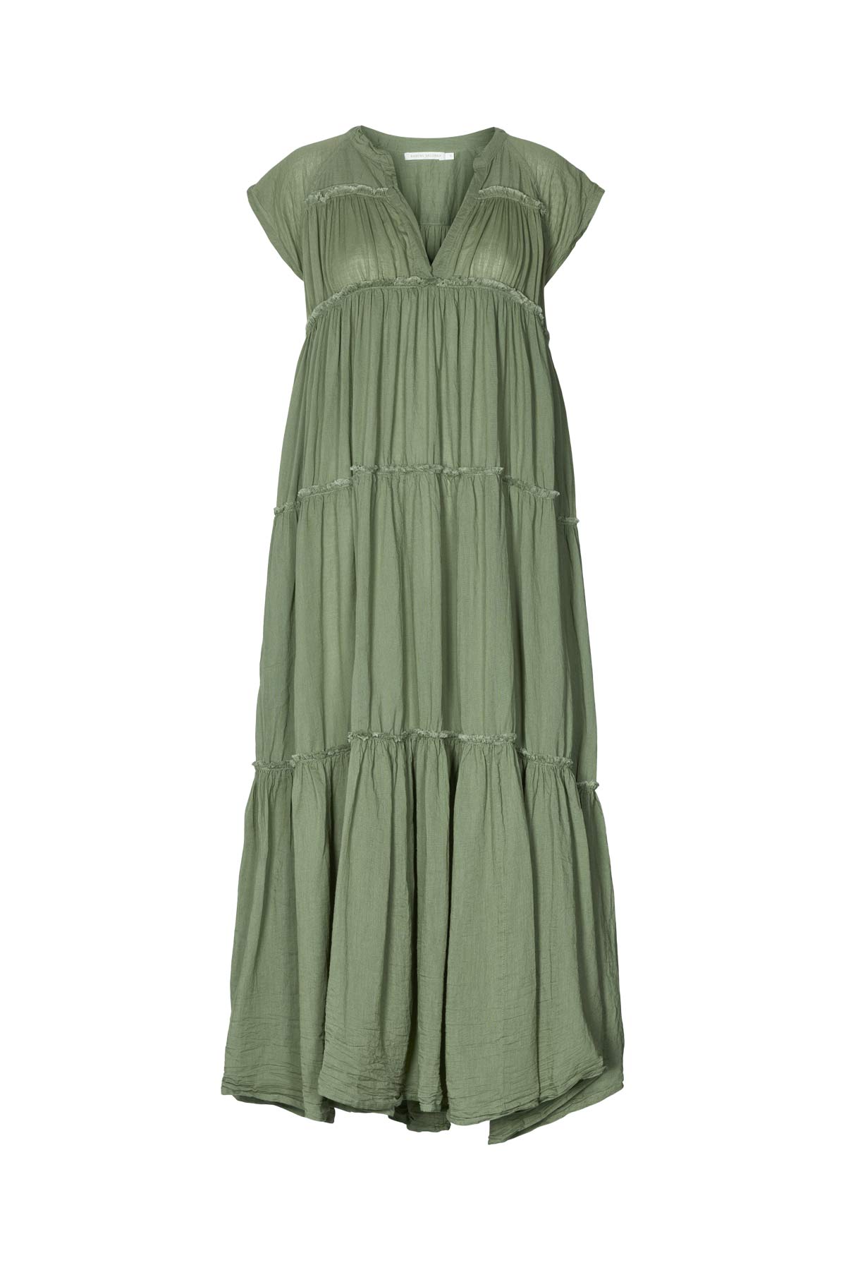 Gisele - Cotton flare long dress I Dry moss Dry moss XS 1 - Rabens Saloner - DK