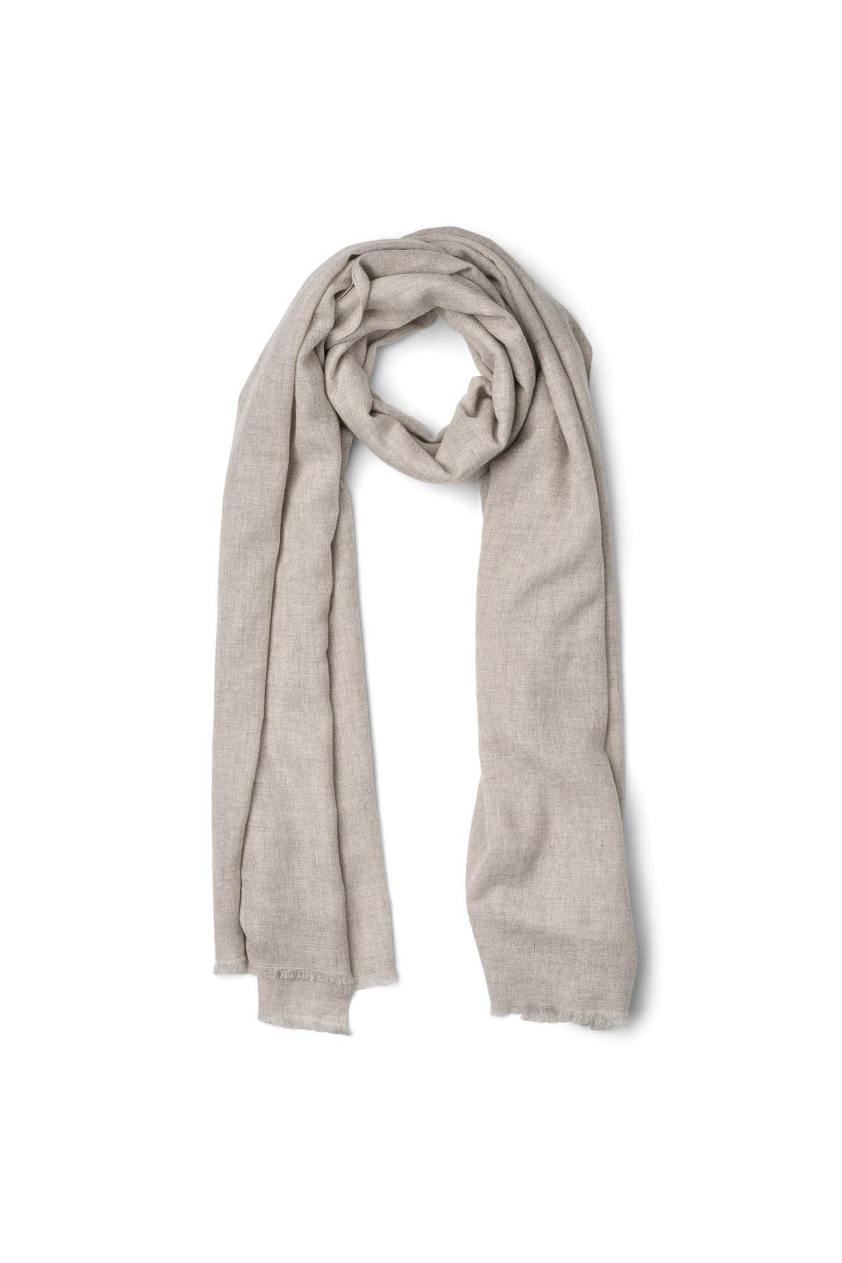 Caroliva - Wool cash scarf I Light grey melange 3 - Rabens Saloner - DK