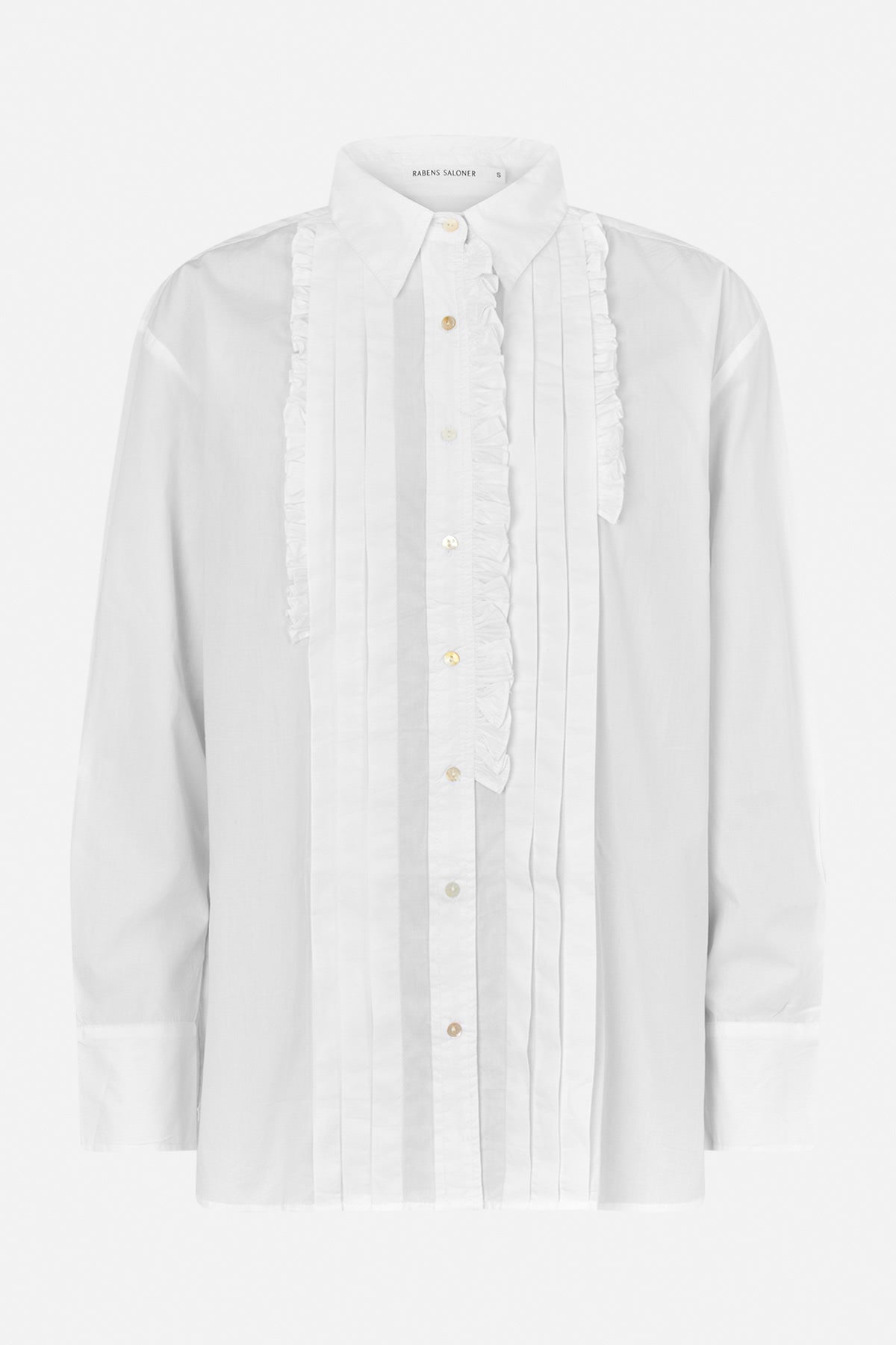 Dim - Poplin front frill shirt I White 4 - Rabens Saloner - DK