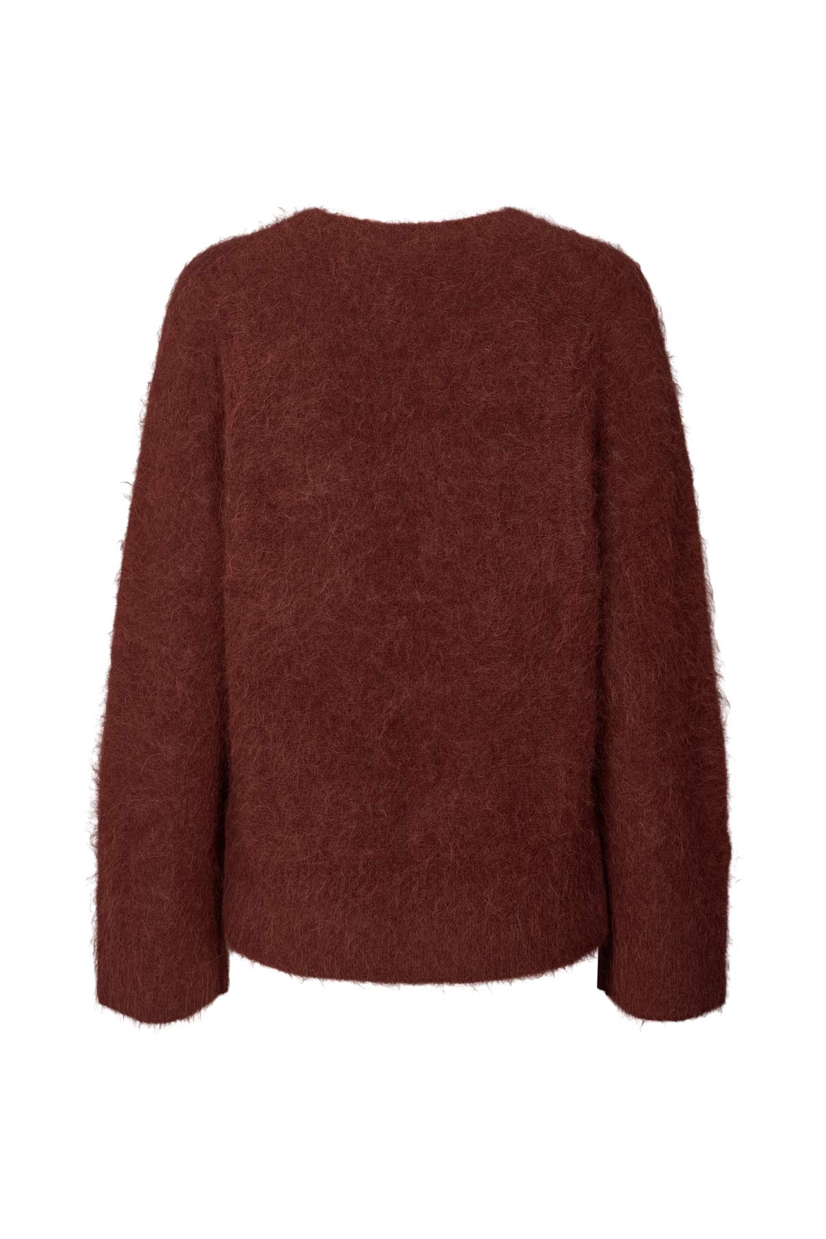 Lott - Fluffy split back sweater I Burgundy 3 - Rabens Saloner - DK
