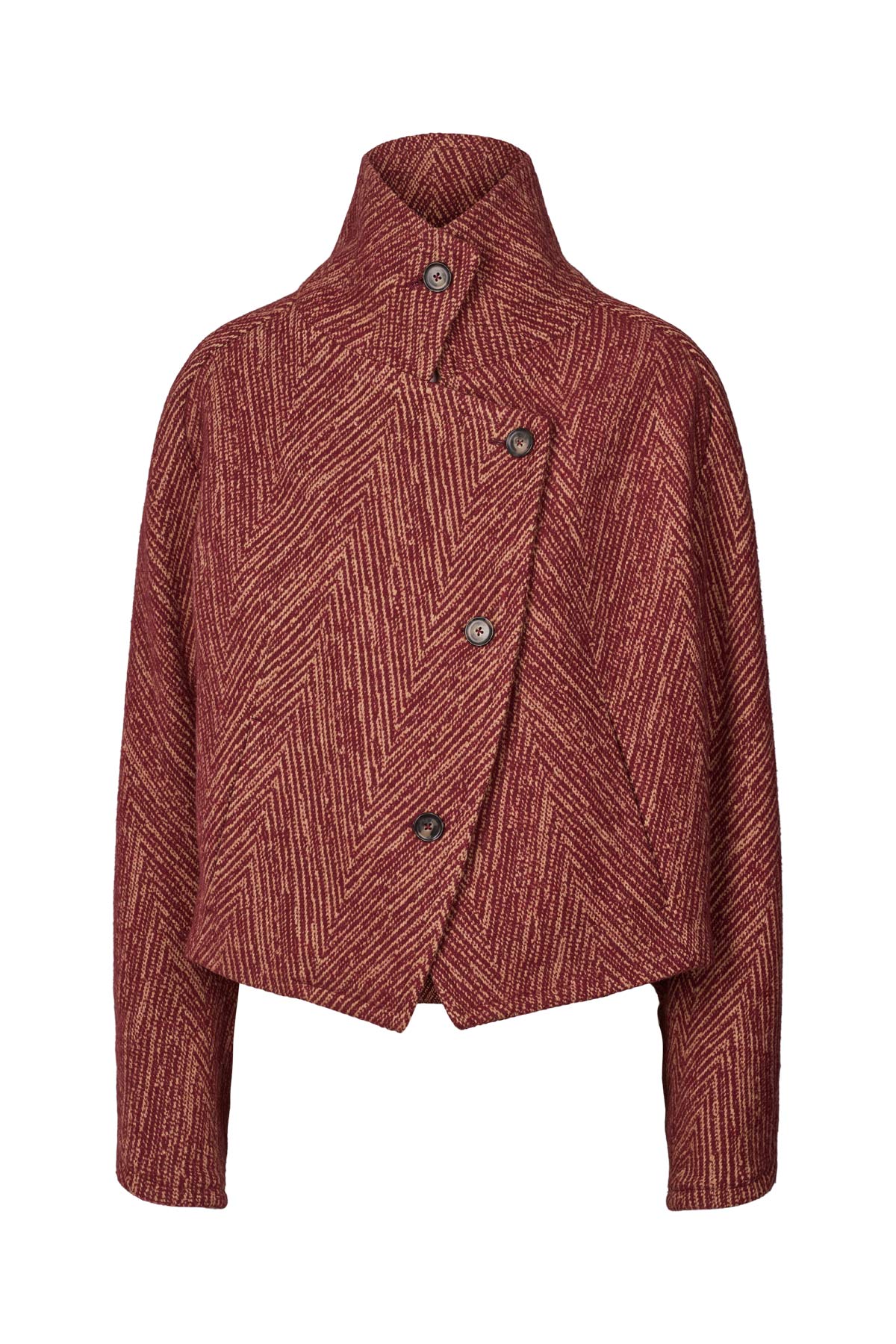 Lunna - Herringbone jacket I Burgundy combo 5 - Rabens Saloner - DK