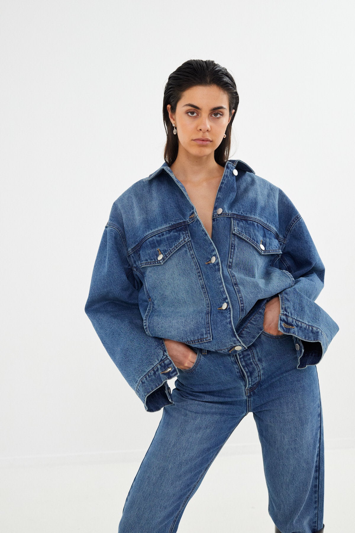 Hellelou - Denim jacket I Washed indigo Washed indigo XS/S 3 - Rabens Saloner - DK