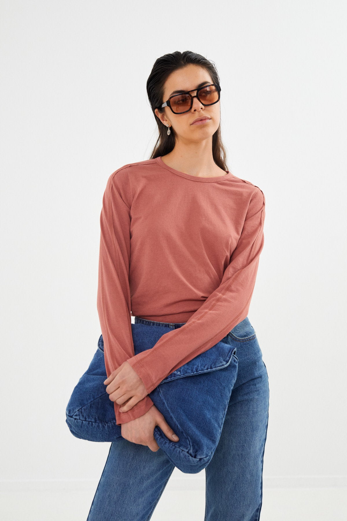 Jacka - Vintage jersey long sleeve top I Russet Burgundy 3 - Rabens Saloner - DK