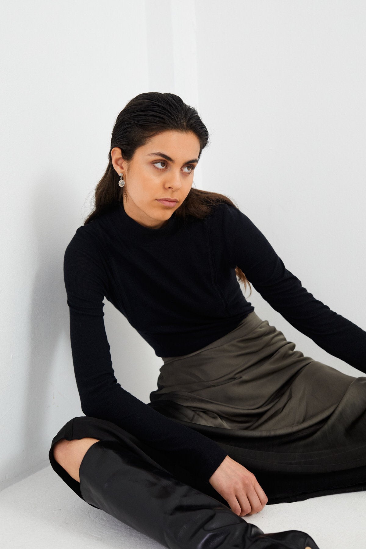 Ellery - Coastal bias slim skirt I Asphalt black 2 - Rabens Saloner - DK