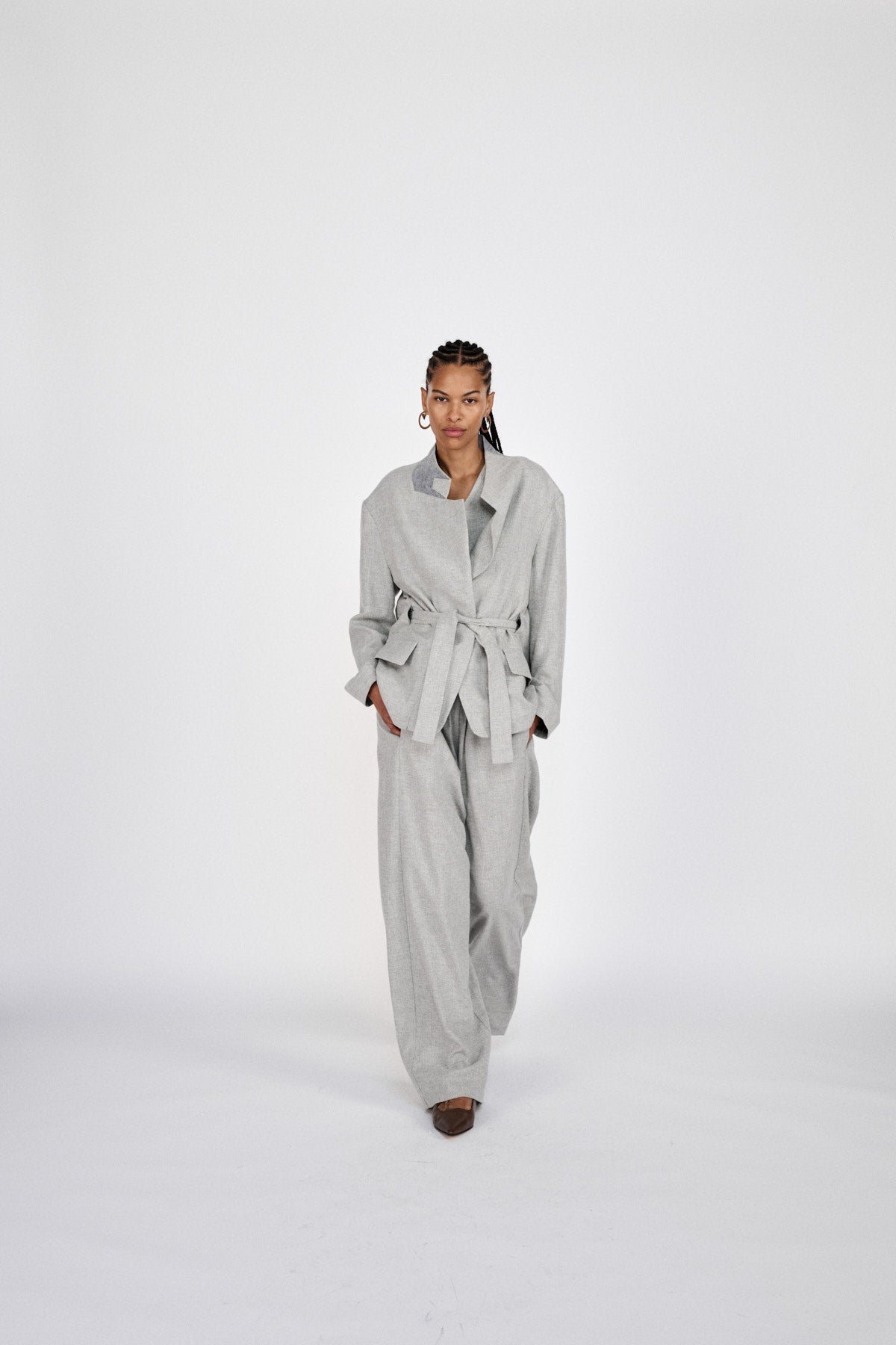 Ethena - Drapy tailoring jacket I Grey melange 4 - Rabens Saloner - DK