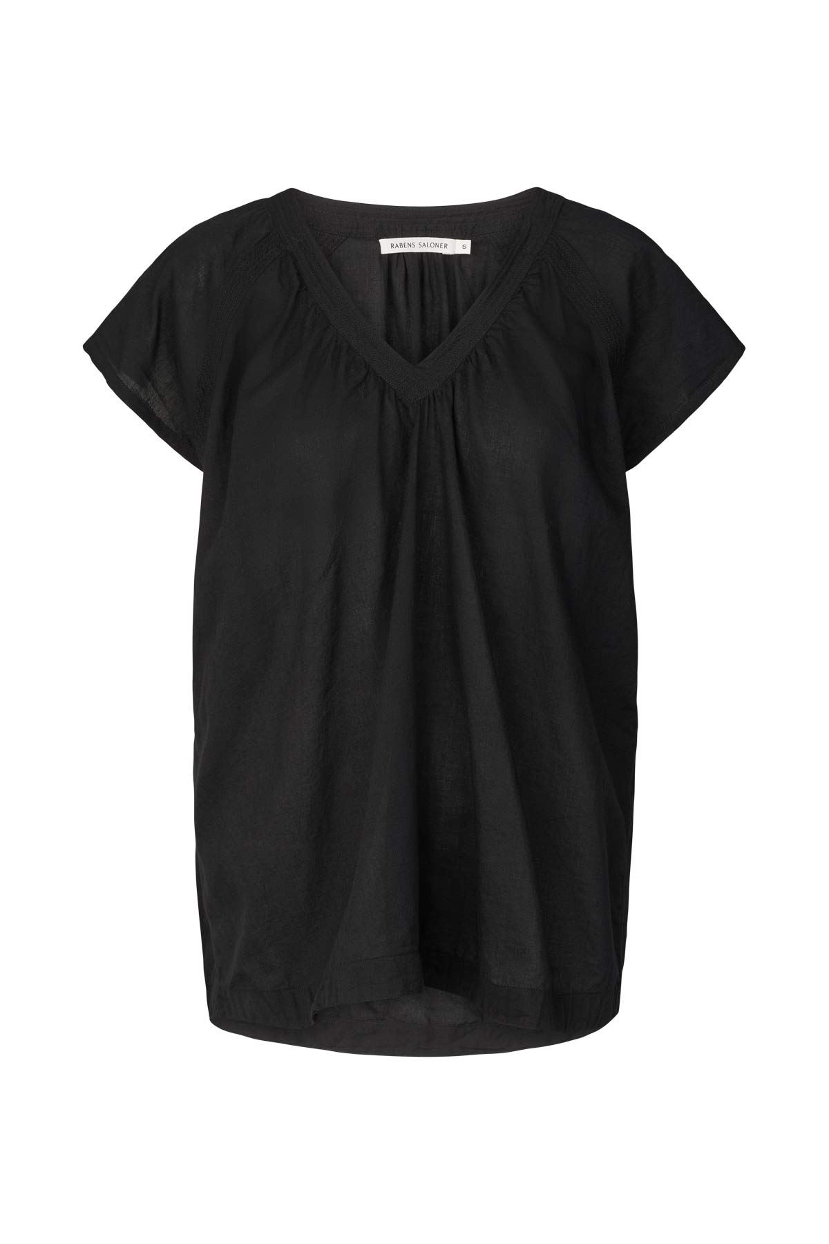 Dipsy - Cotton V-neck top I Black Black XS 1 - Rabens Saloner - DK