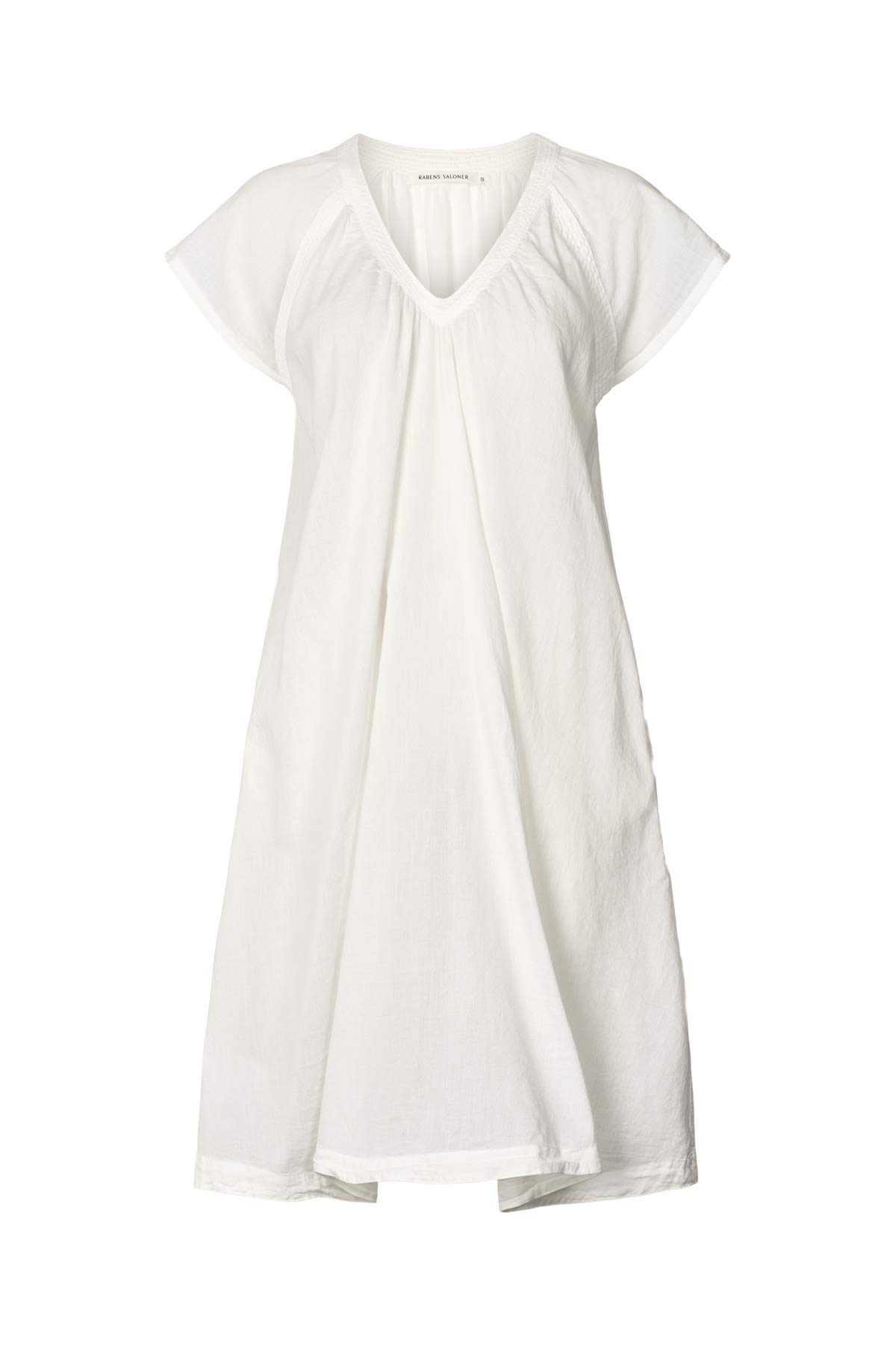 Divine - Cotton V-neck short dress I White White XS 1 - Rabens Saloner - DK