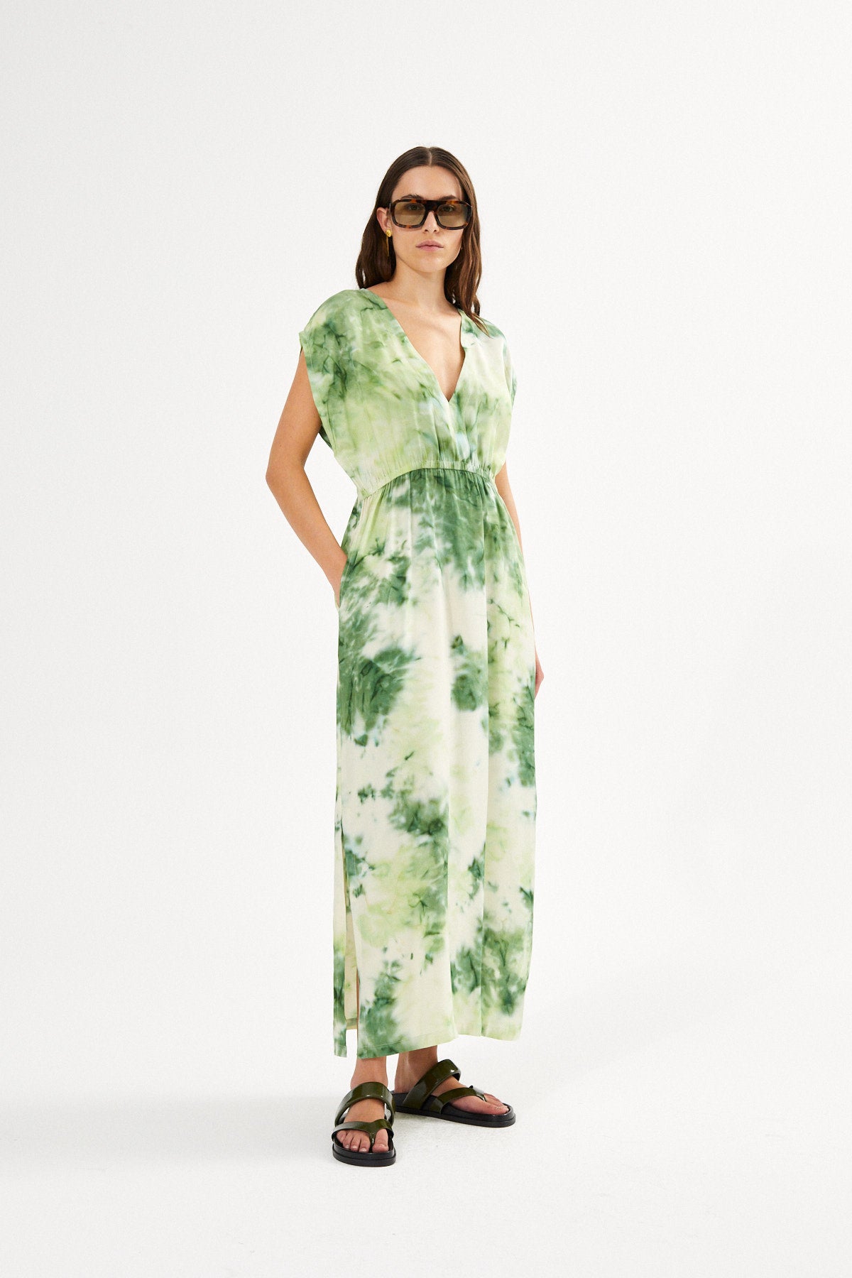 Indi - Fusion elastic waist dress I Lemon combo 3 - Rabens Saloner - DK