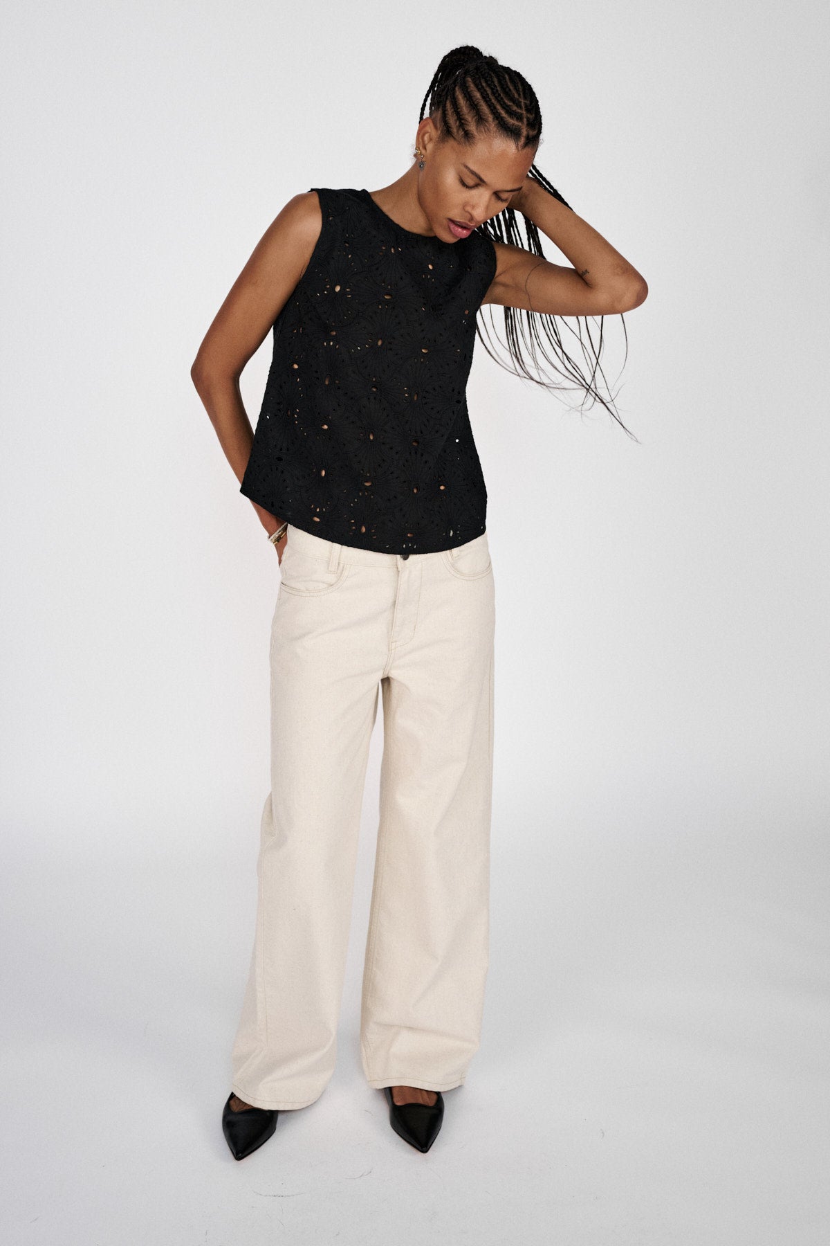 Fellini - Denim ecru straight pants I Ecru 6 - Rabens Saloner - DK