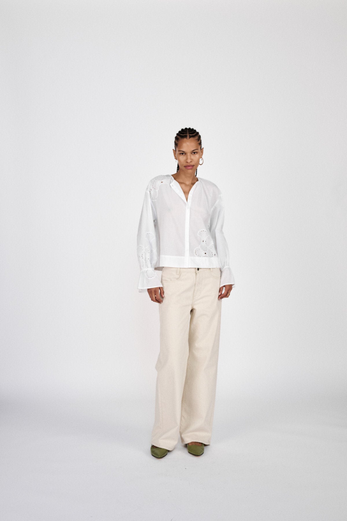 Fellini - Denim ecru straight pants I Ecru 5 - Rabens Saloner - DK