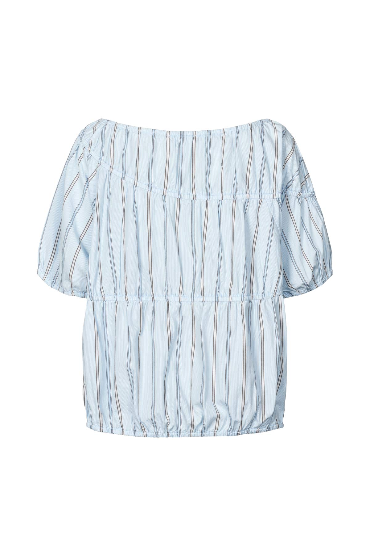Lotte - Reverse stripe elasticated top I Blue pyjama stripe 6 - Rabens Saloner - DK