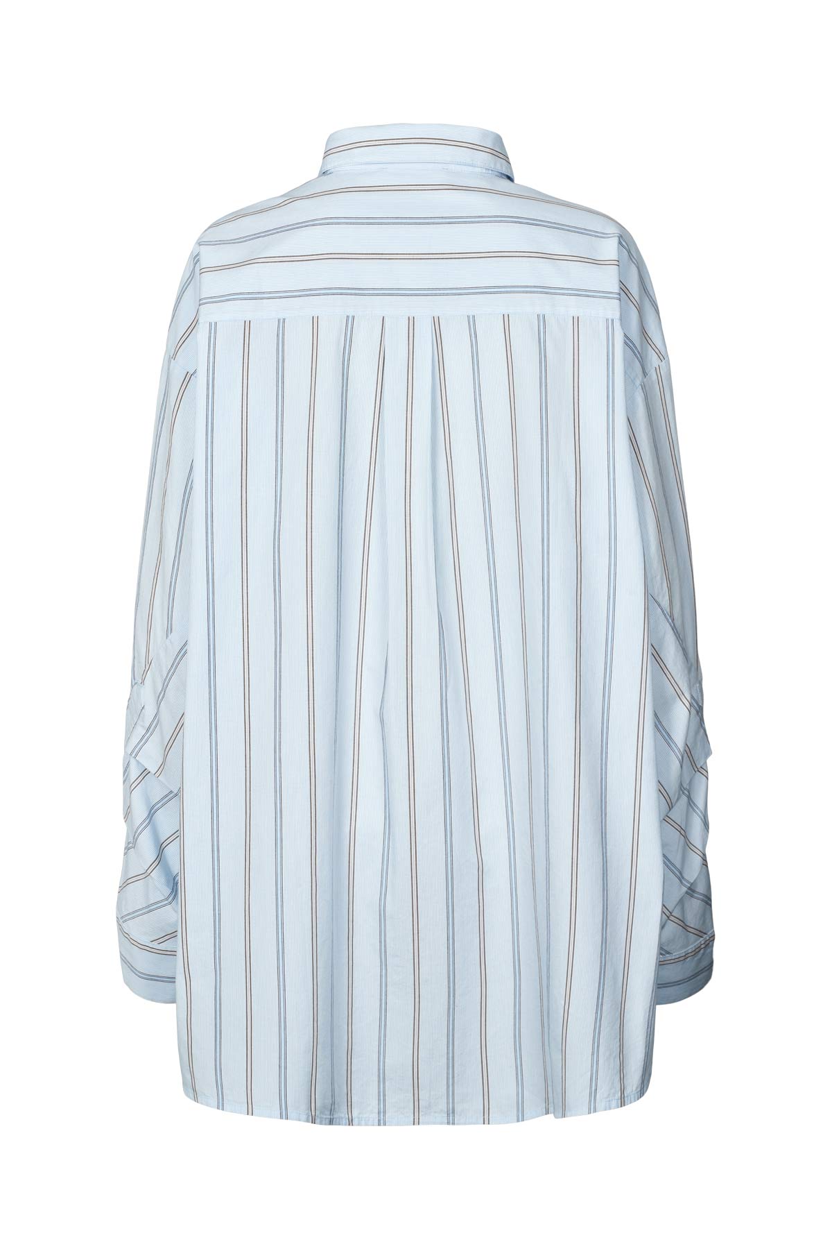 Bobbies - Reverse stripe oversized shirt I Blue pyjama stripe 3 - Rabens Saloner - DK