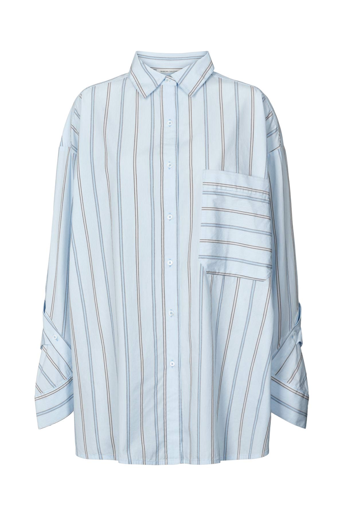 Bobbies - Reverse stripe oversized shirt I Blue pyjama stripe Blue pyjama stripe XS/S 2 - Rabens Saloner - DK