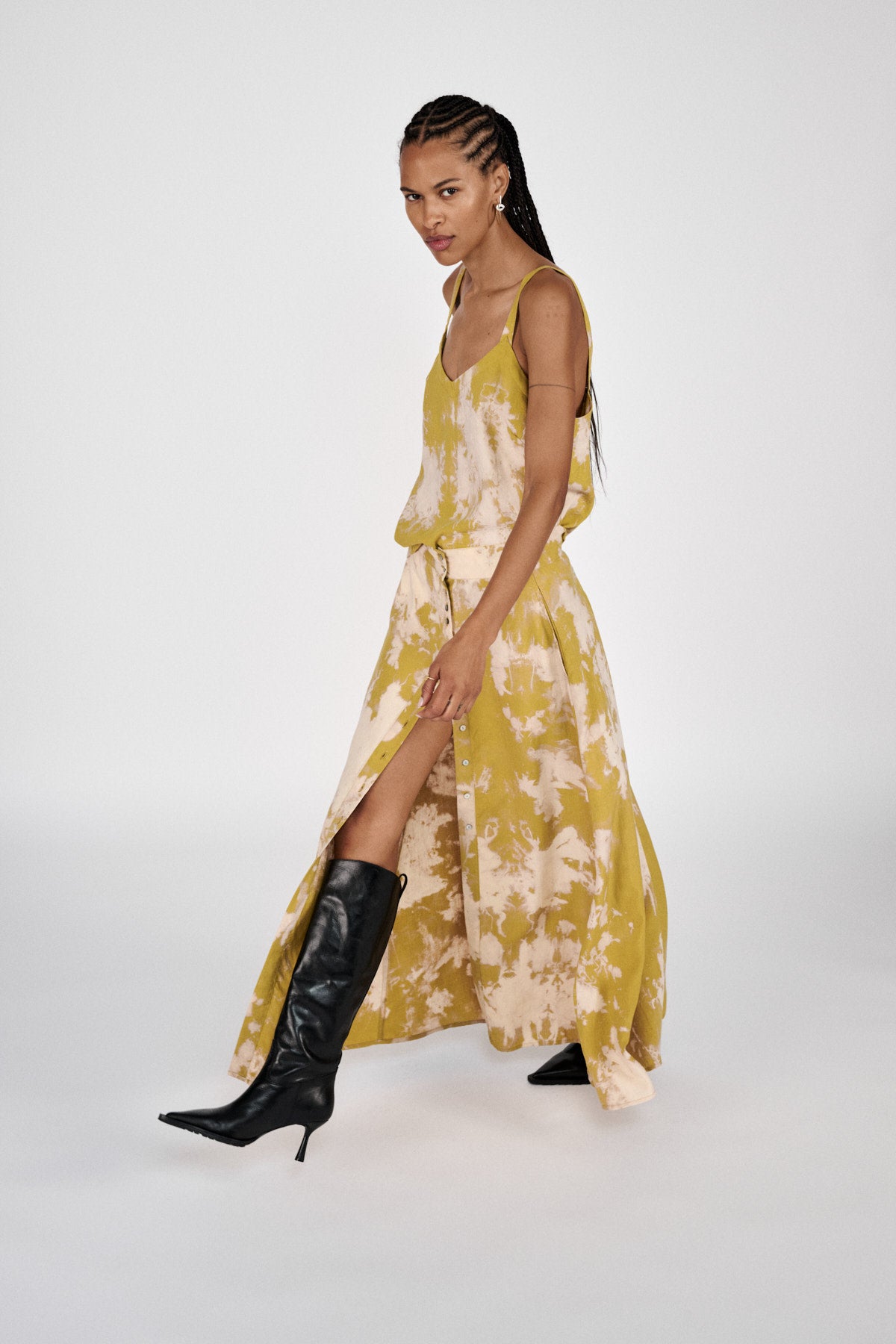 Natja - Misty button skirt I Golden mustard combo 1 - Rabens Saloner - DK