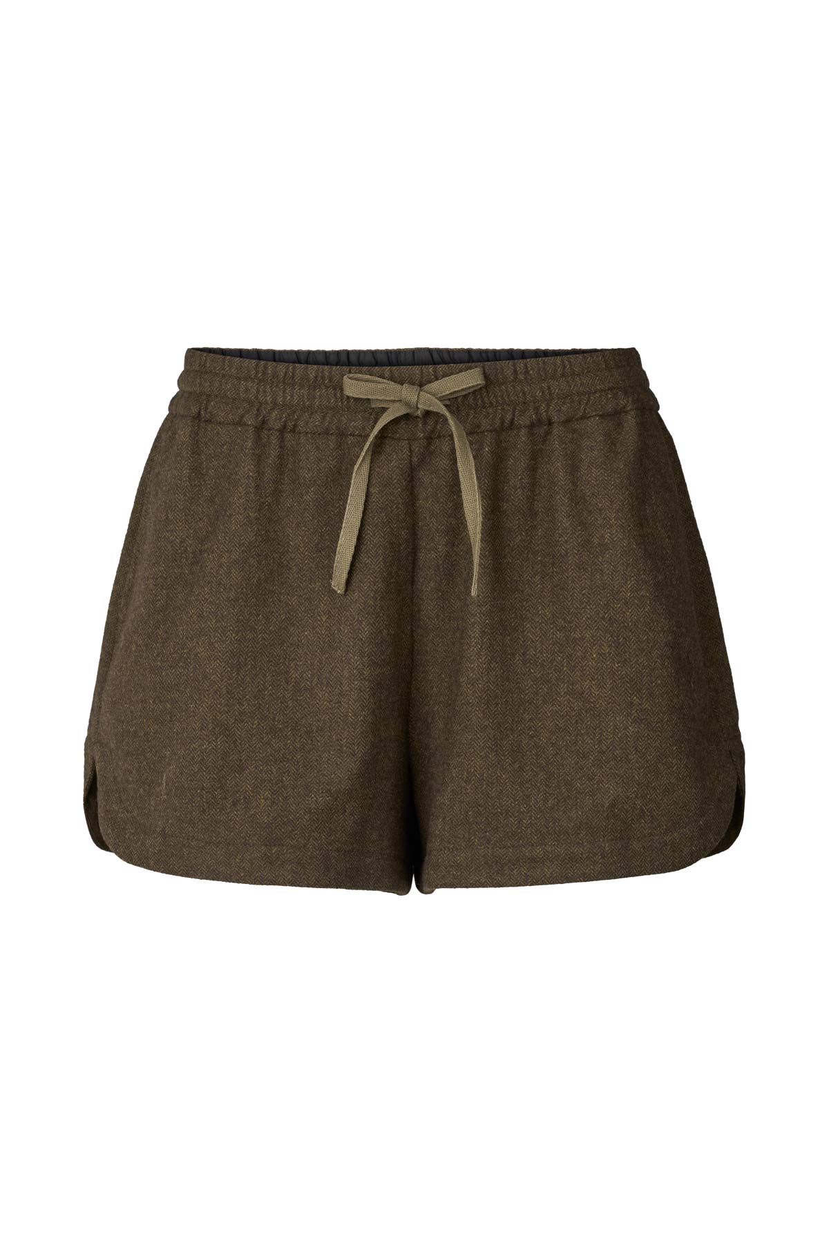 Olu - Mini herringbone shorts I Dark brown Dark brown XS 5 - Rabens Saloner - DK