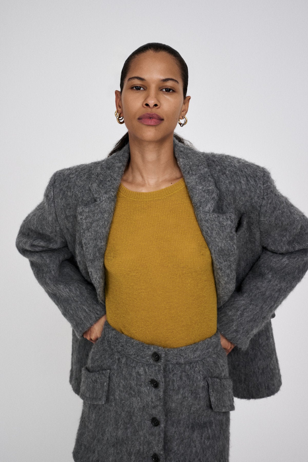 Nyara - Fuzzy jacket I Grey melange 2 - Rabens Saloner - DK