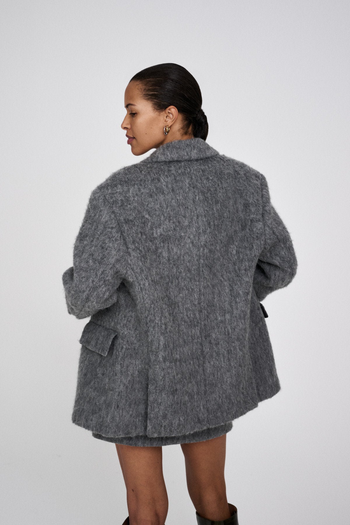 Nyara - Fuzzy jacket I Grey melange 3 - Rabens Saloner - DK