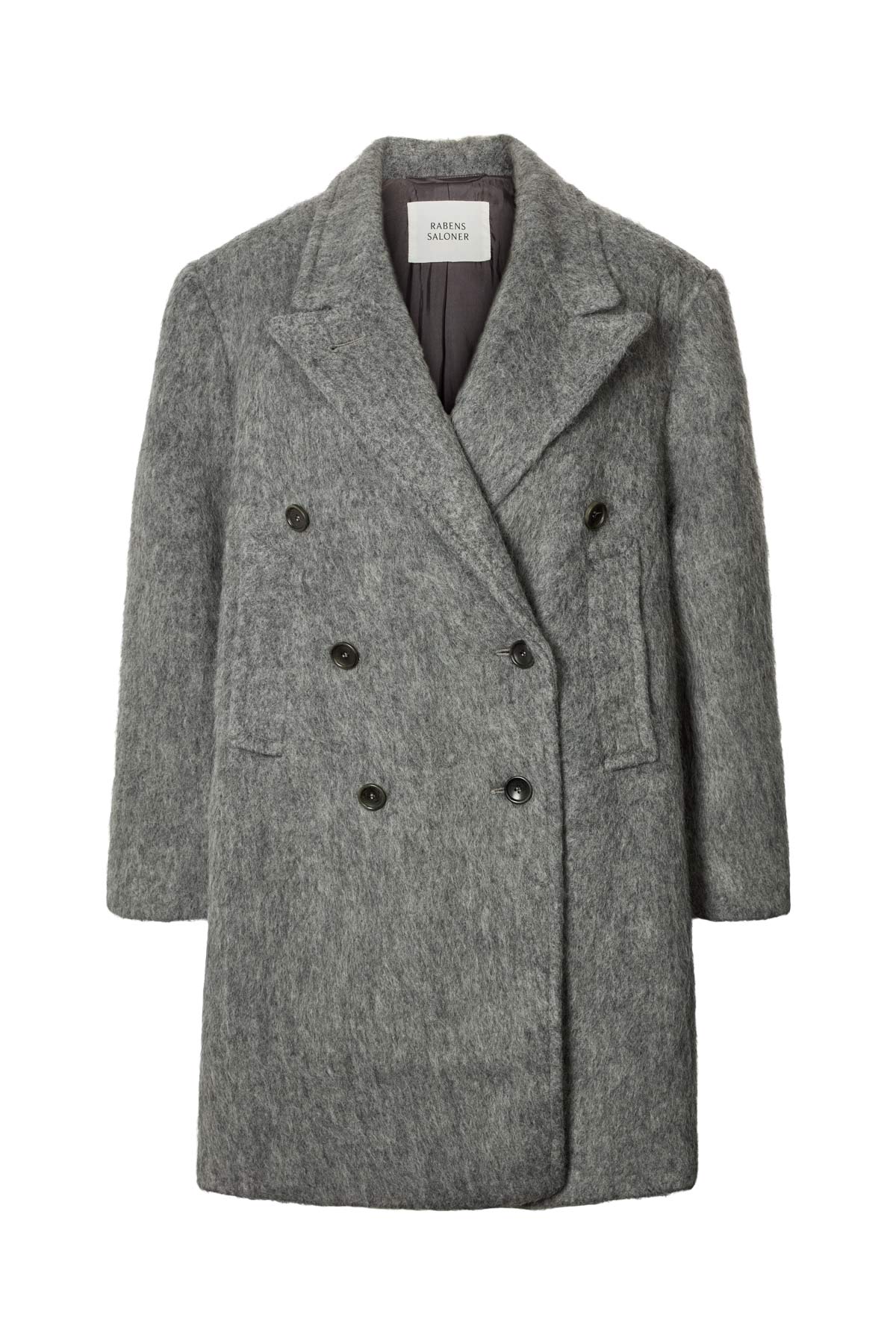 Leanna - Fuzzy oversized coat I Grey melange Grey melange XS/S 1 - Rabens Saloner - DK