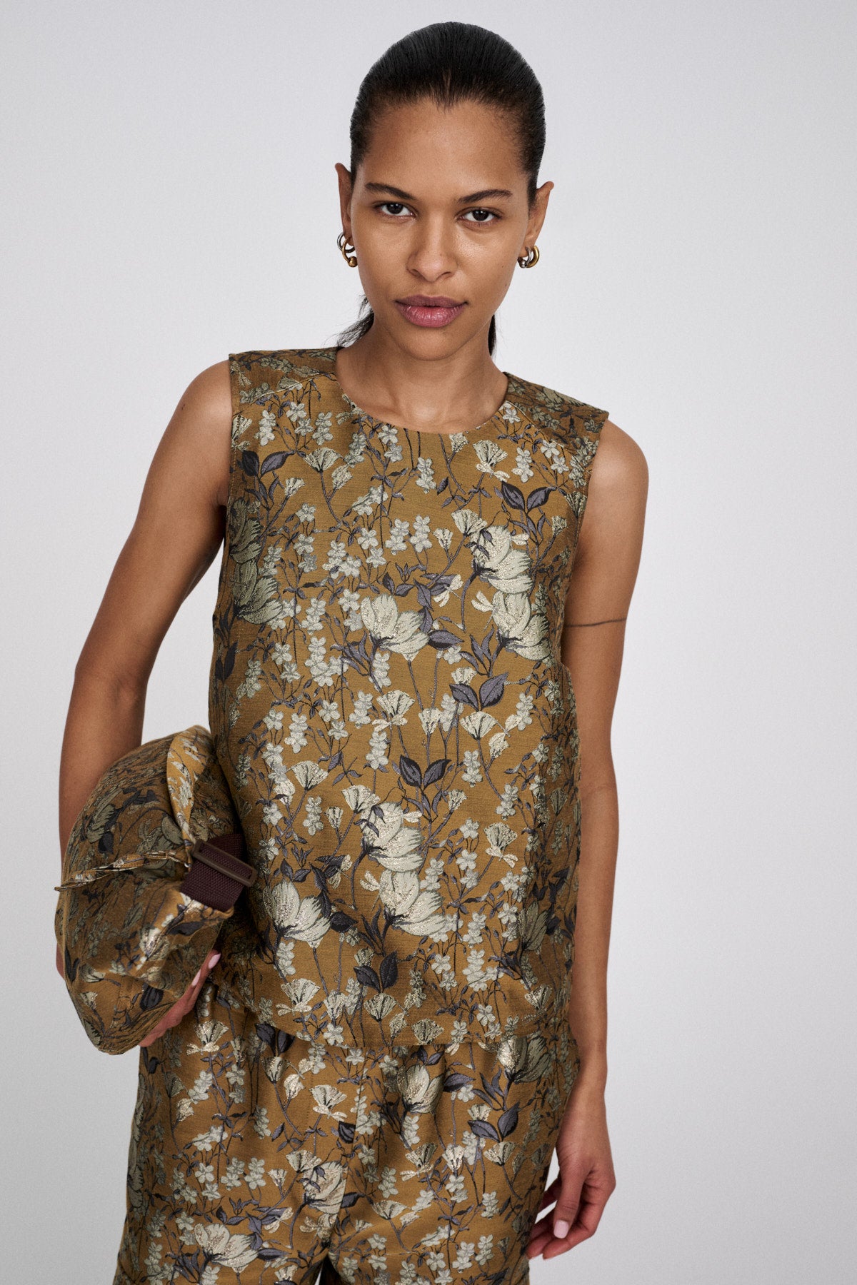 Piper - Ottoman jacquard top I Golden combo 1 - Rabens Saloner - DK
