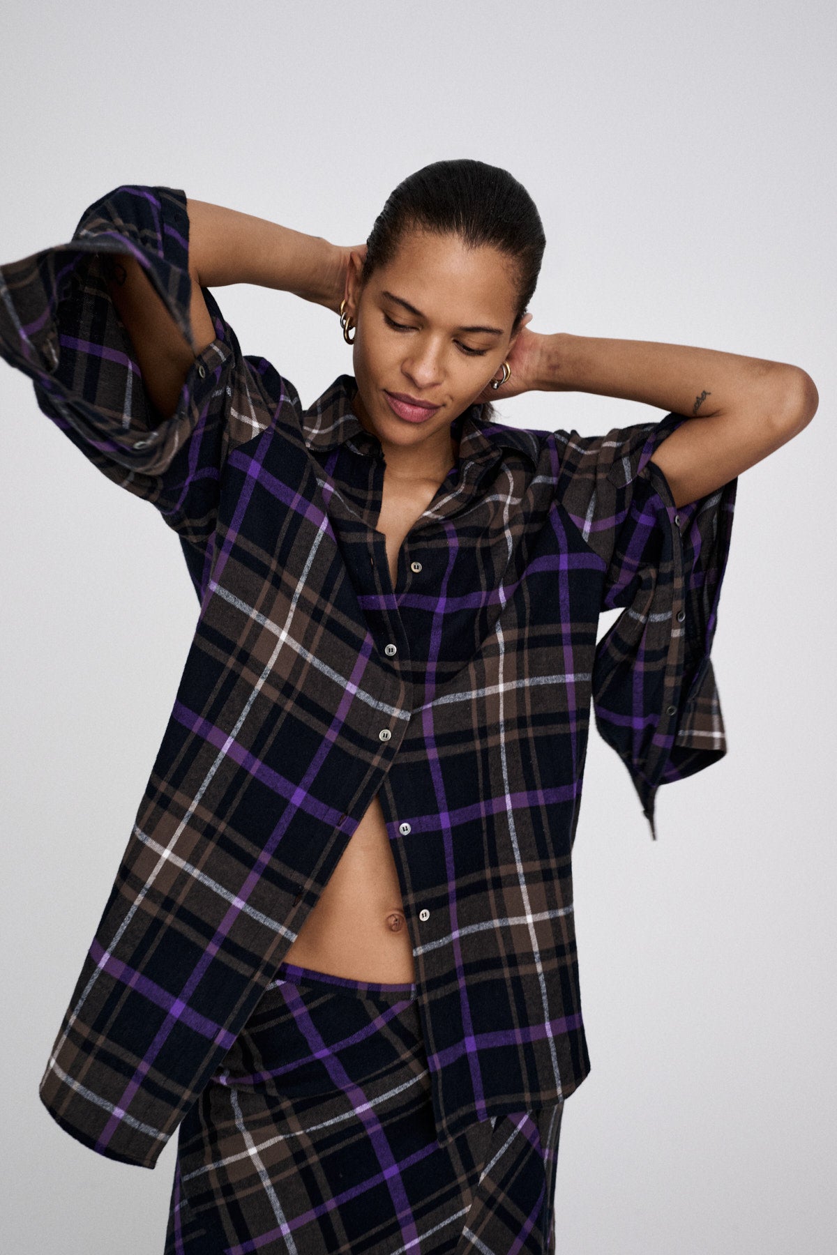 Mallory - Giant check shirt I Purple check combo 1 - Rabens Saloner - DK