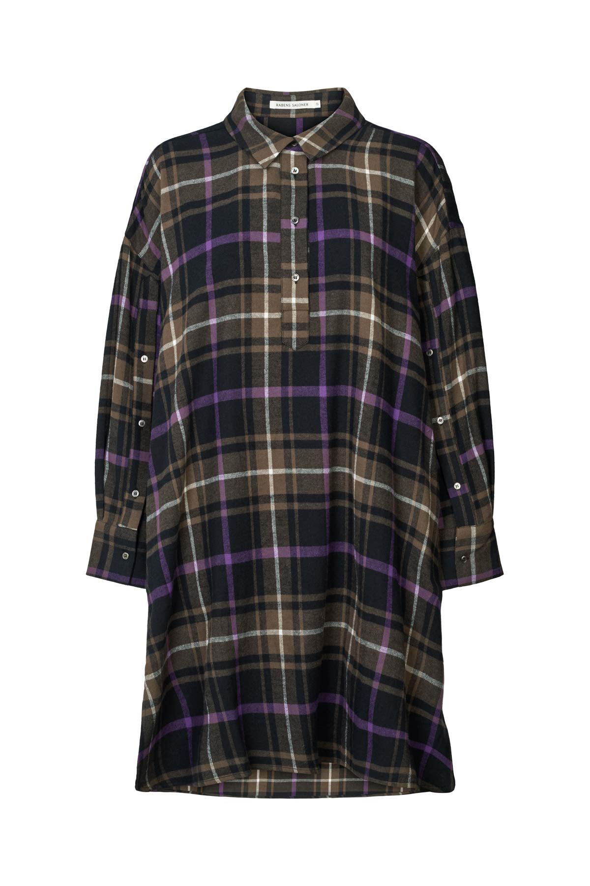 Hardis - Giant check kaftan I Purple check combo Purple check combo XS/S 4 - Rabens Saloner - DK