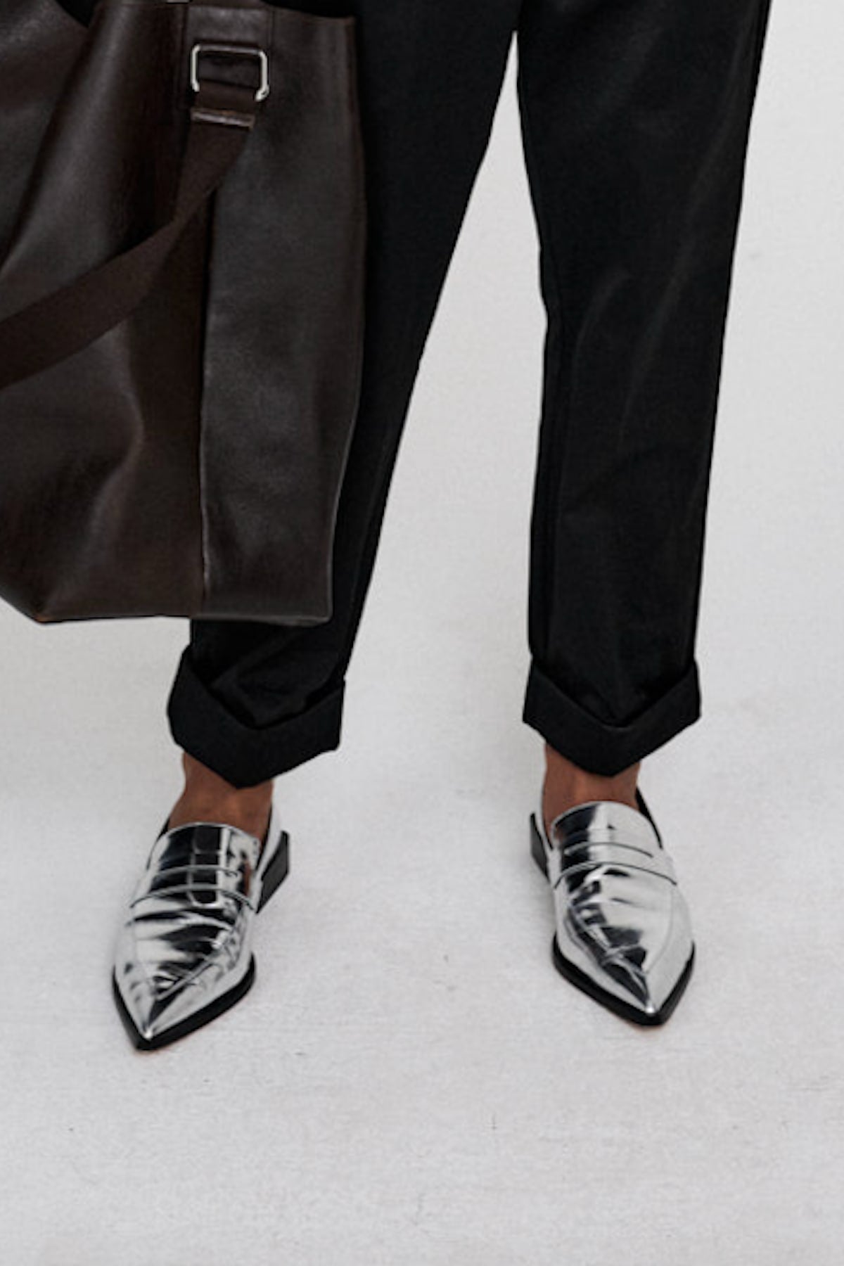 Nolia - Pointy loafer shoe I Metallic silver 3 - Rabens Saloner - DK
