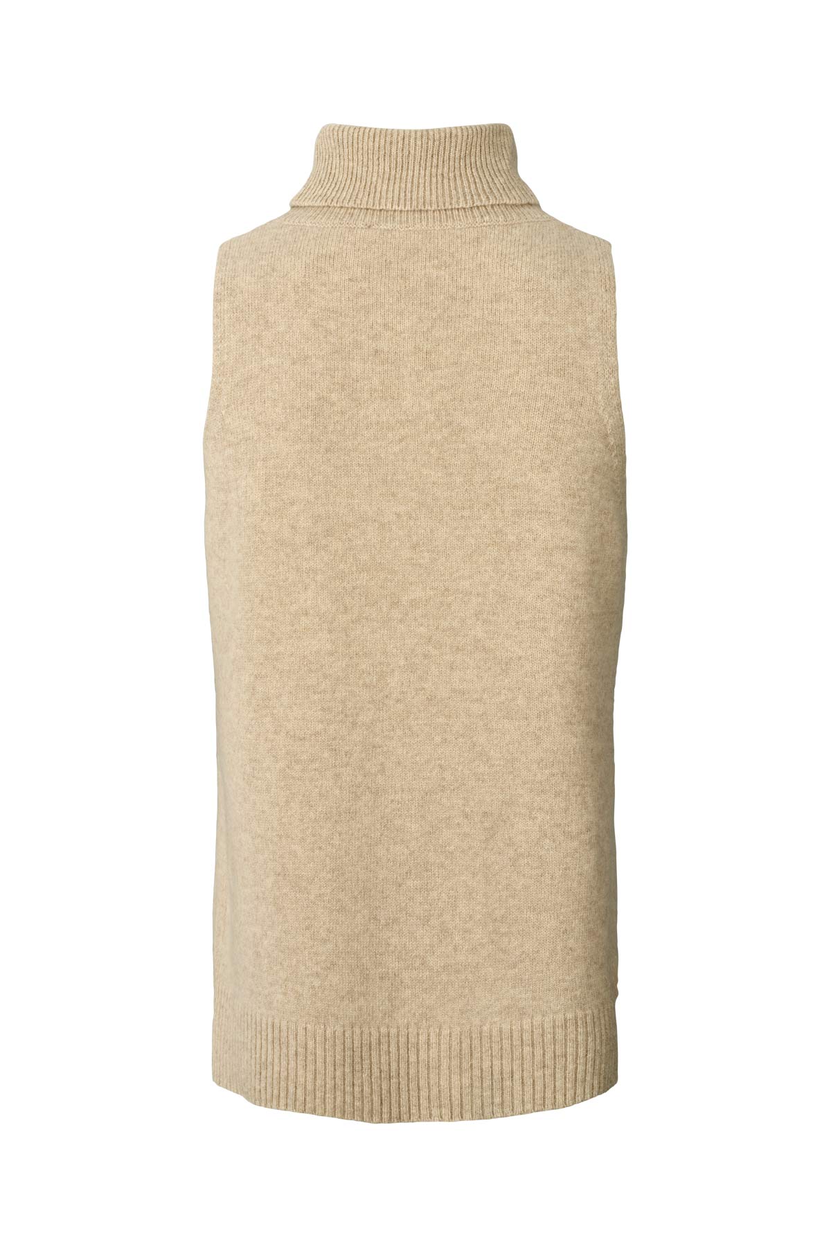 Diara - Pure wool funnel halter top I Oatmeal 8 - Rabens Saloner - DK