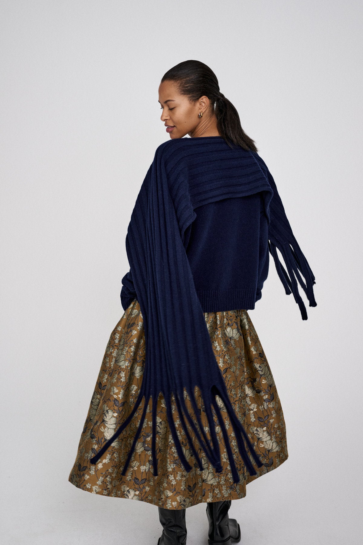 Silke - Ottoman jacquard full skirt I Golden combo 2 - Rabens Saloner - DK