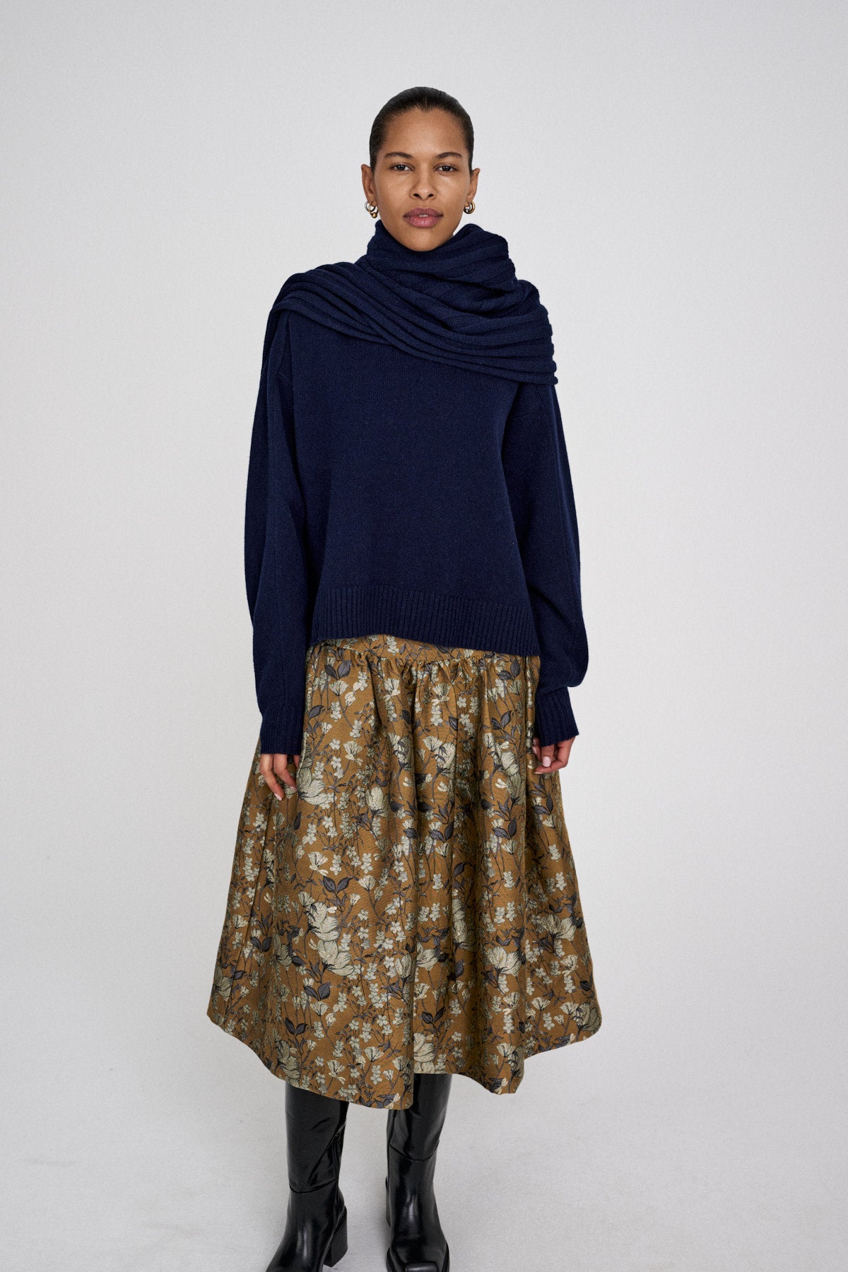 Silke - Ottoman jacquard full skirt I Golden combo 1 - Rabens Saloner - DK