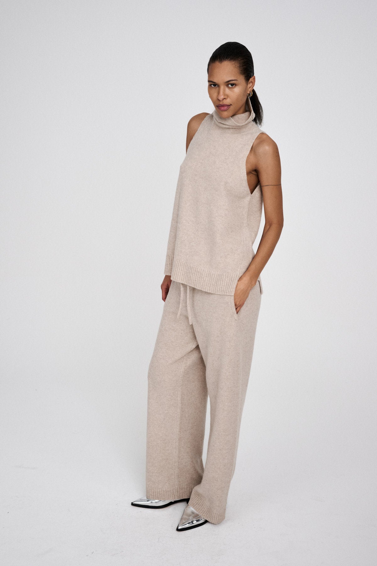 Dianne - Pure wool lounge pants I Oatmeal 2 - Rabens Saloner - DK