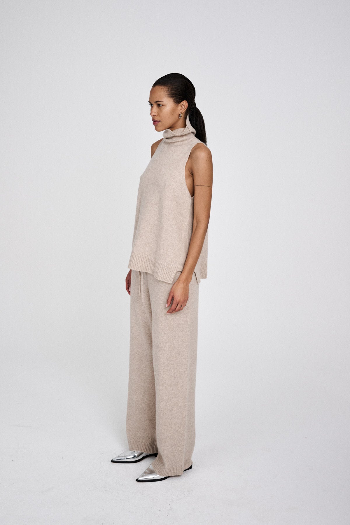 Dianne - Pure wool lounge pants I Oatmeal 3 - Rabens Saloner - DK