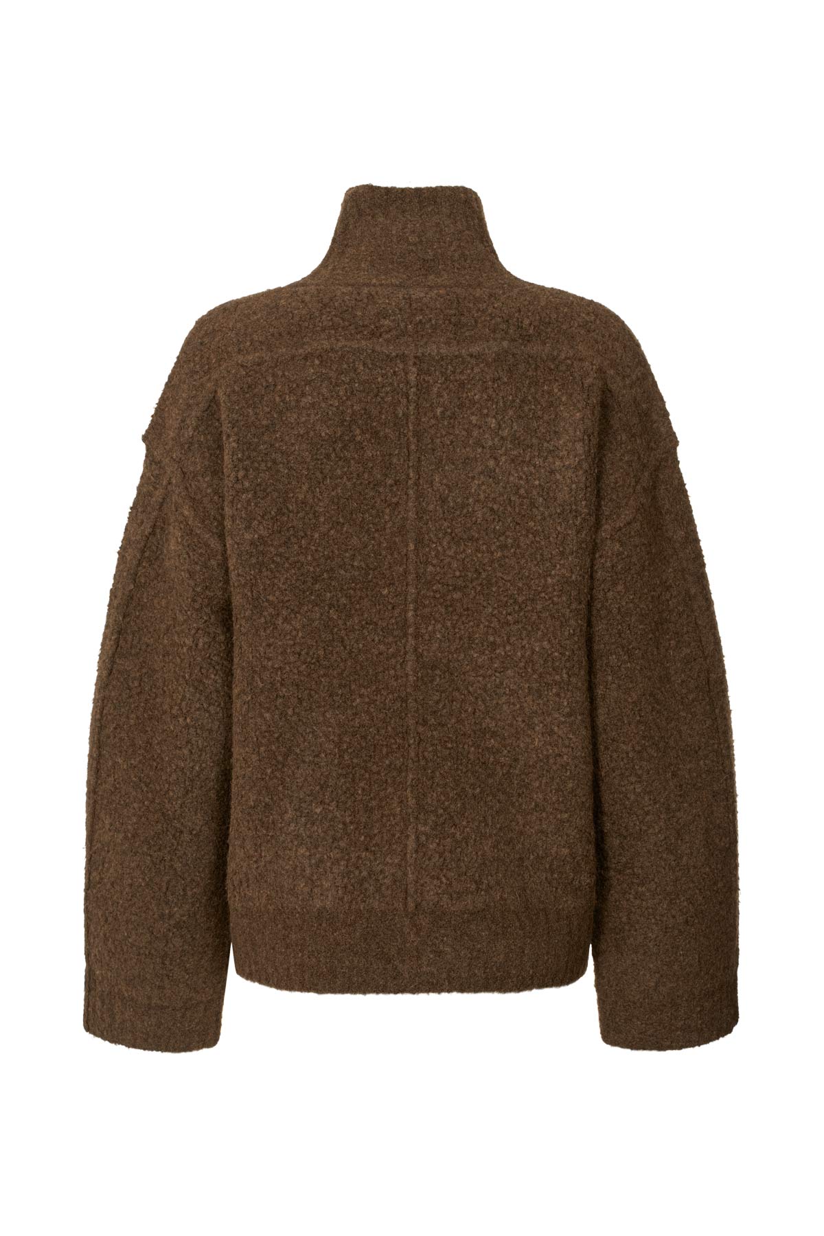 Sigal - Sheep knit high collar jacket I Dark brown 5 - Rabens Saloner - DK