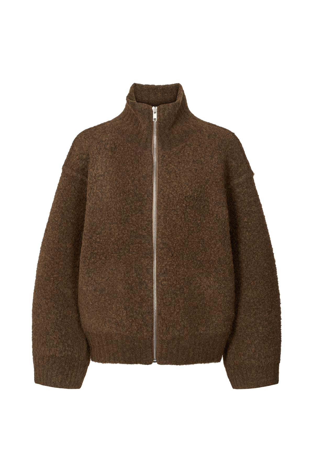 Sigal - Sheep knit high collar jacket I Dark brown Dark brown XS 4 - Rabens Saloner - DK