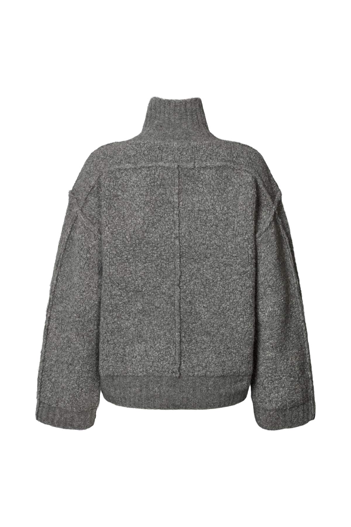 Sigal - Sheep knit high collar jacket I Grey melange 2 - Rabens Saloner - DK
