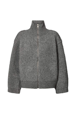 Sigal - Sheep knit high collar jacket I Grey melange Grey melange XS 1 - Rabens Saloner - DK