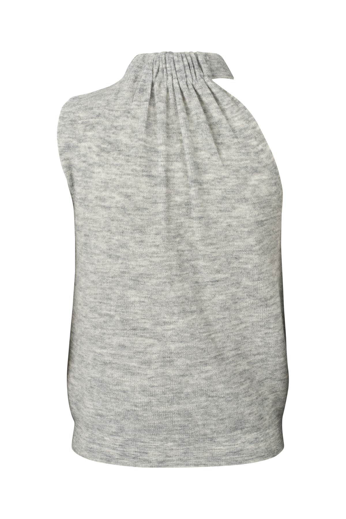 Celina - Waffled knit one shoulder top I Grey melange 6 - Rabens Saloner - DK