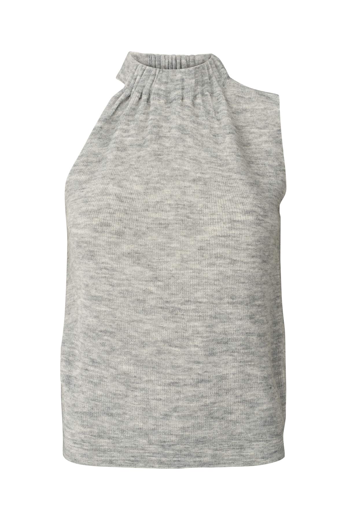 Celina - Waffled knit one shoulder top I Grey melange Grey melange XS 5 - Rabens Saloner - DK