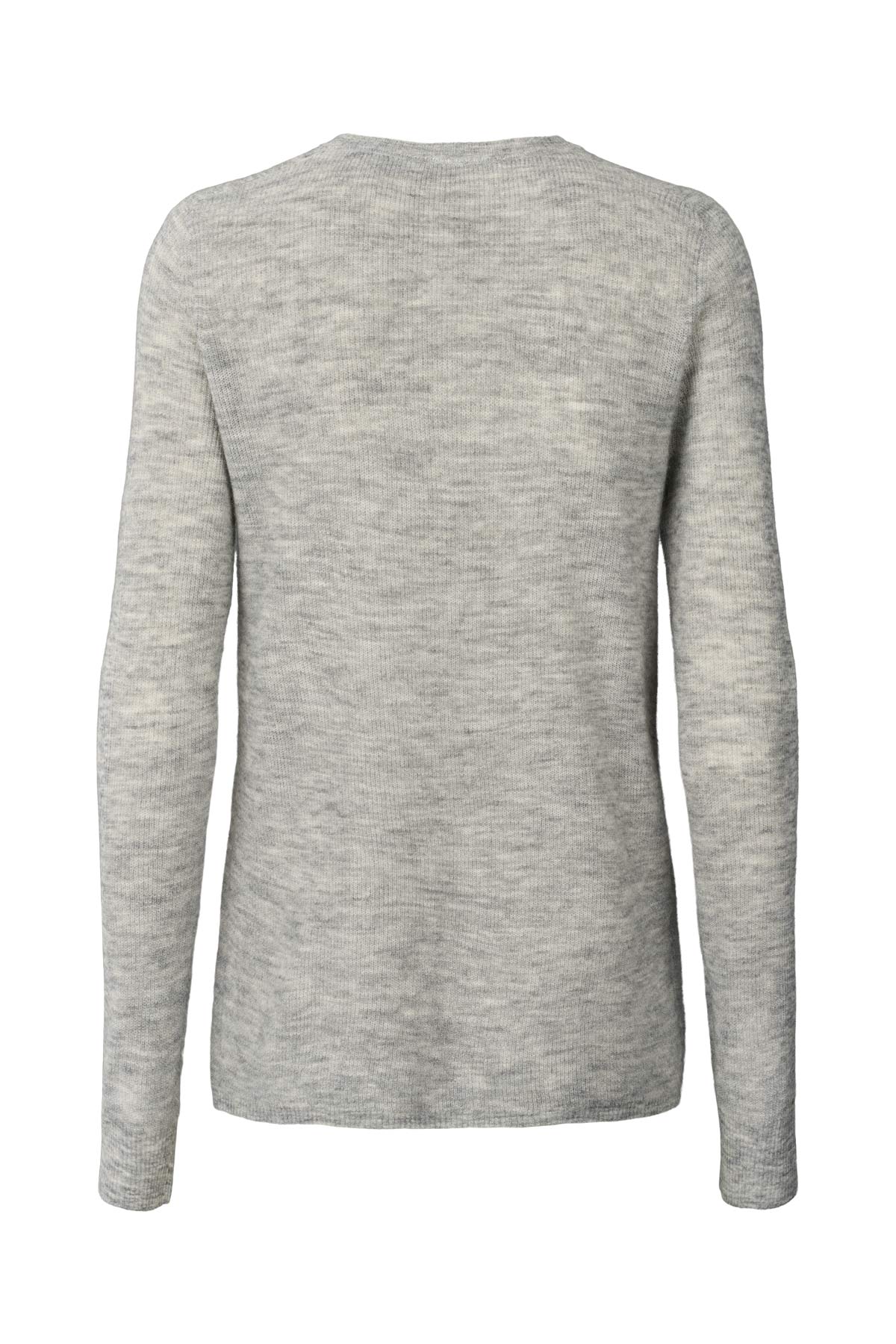 Shauna - Waffled knit long sleeve top I Grey melange 2 - Rabens Saloner - DK