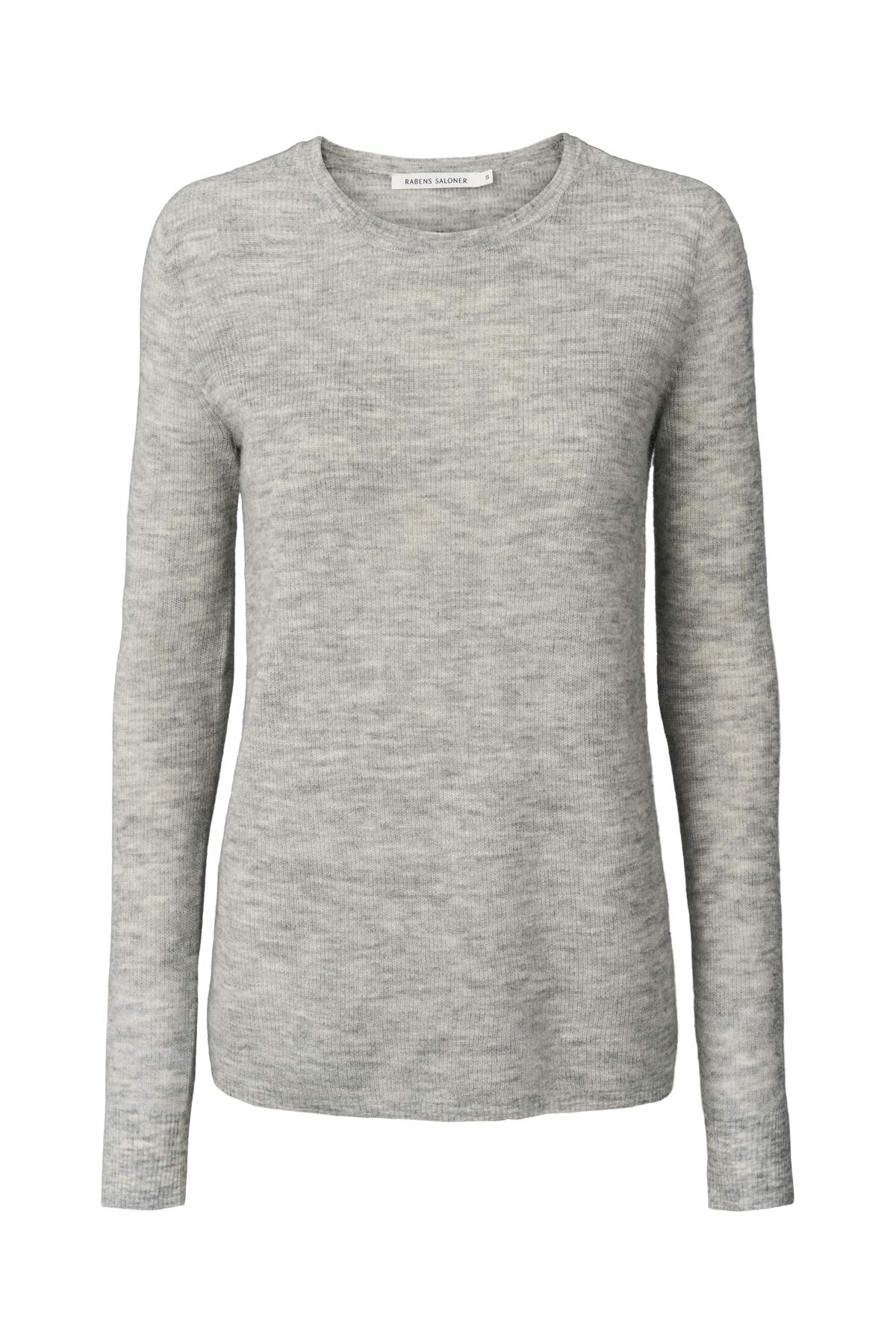 Shauna - Waffled knit long sleeve top I Grey melange Grey melange XS 1 - Rabens Saloner - DK
