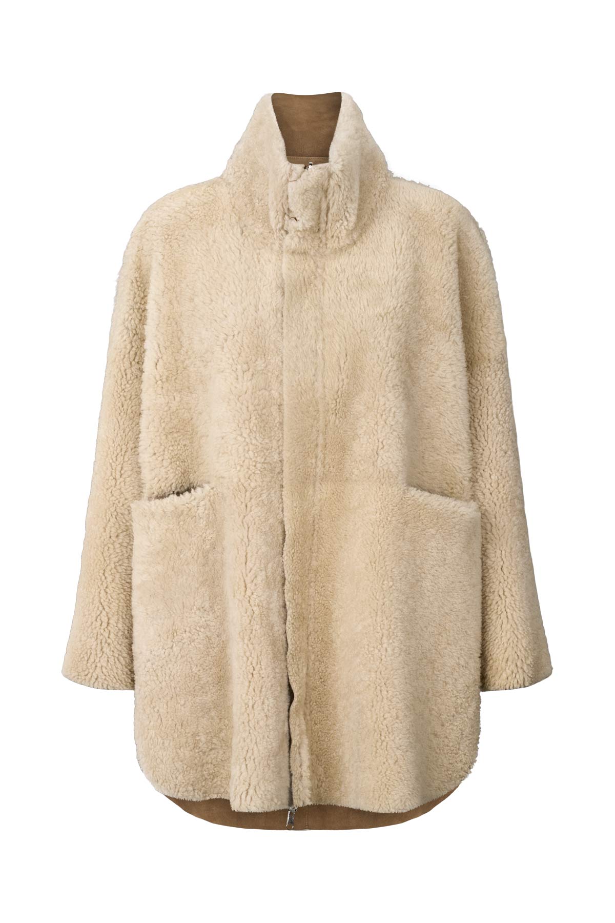 Ejsa - Shearling coat I Dark brown natural combo 11 - Rabens Saloner - DK