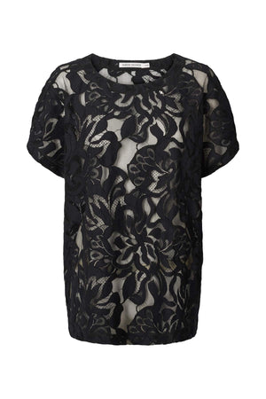 Enia - Orchid lace oversize t-shirt I Black Black XS/S 1 - Rabens Saloner - DK