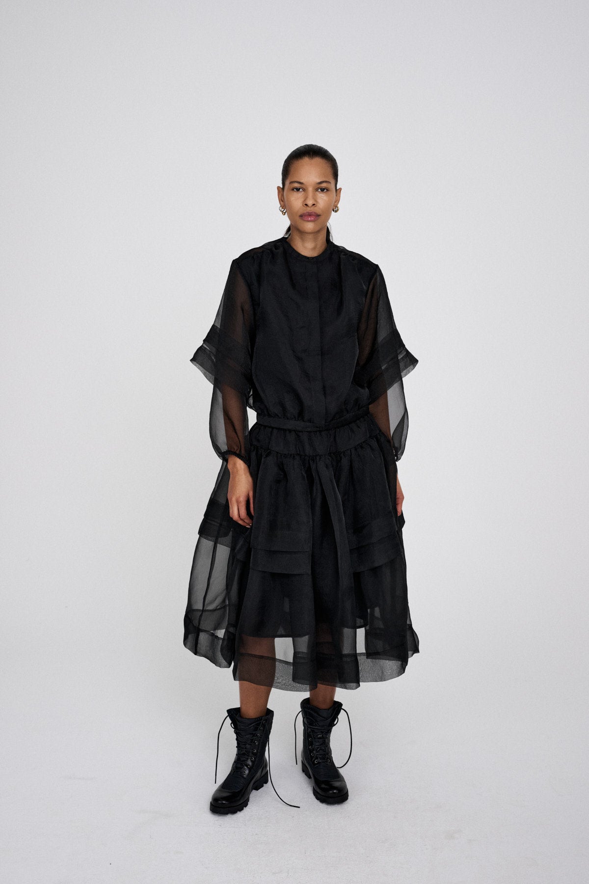 Everlyn - Organza layer shirt jacket I Black 1 - Rabens Saloner - DK