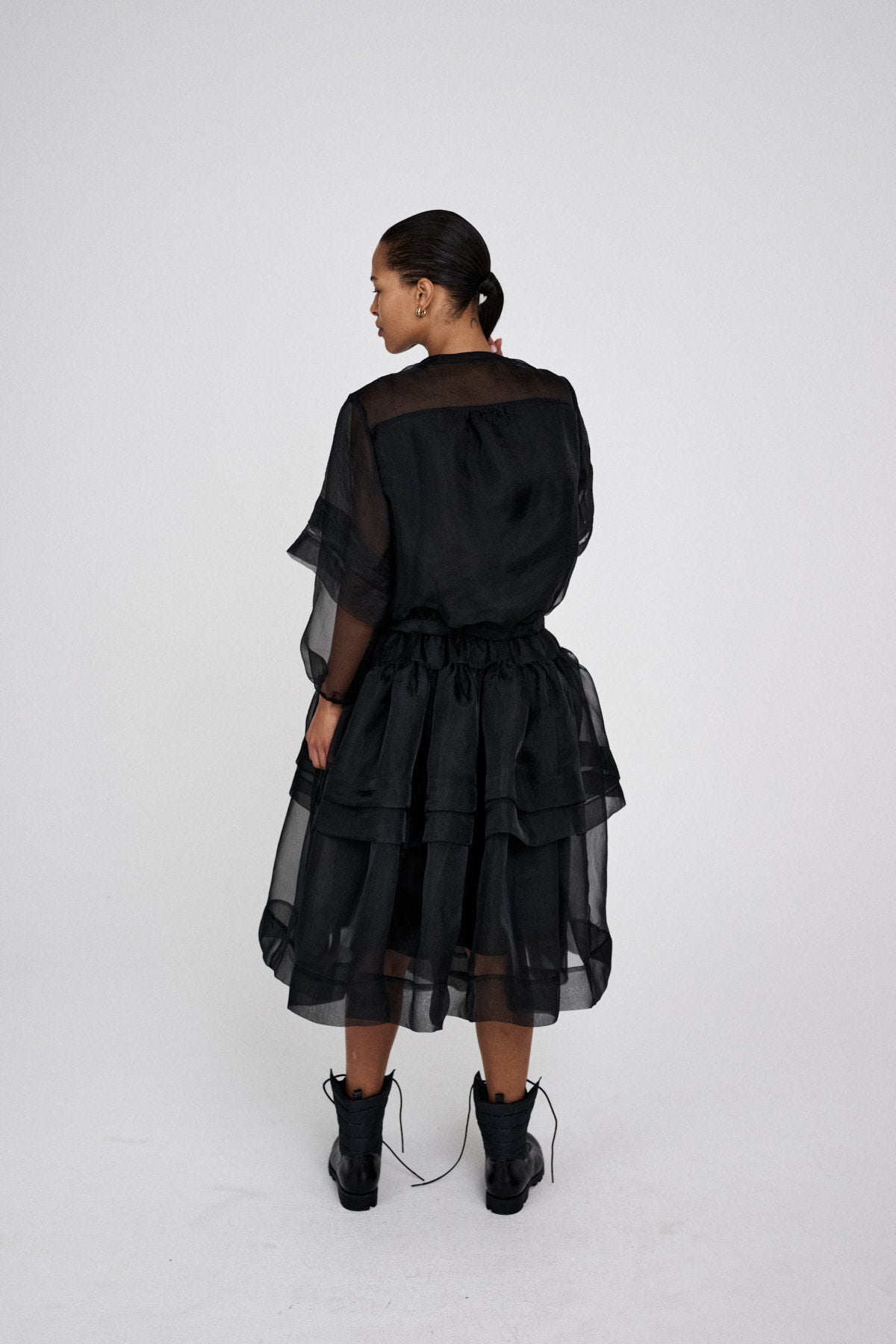 Everlyn - Organza layer shirt jacket I Black 2 - Rabens Saloner - DK