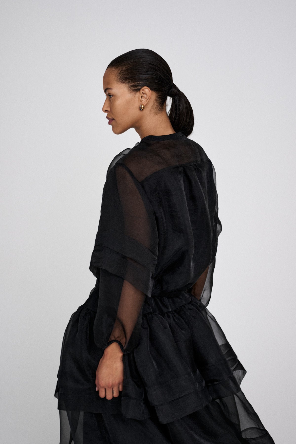 Everlyn - Organza layer shirt jacket I Black 3 - Rabens Saloner - DK